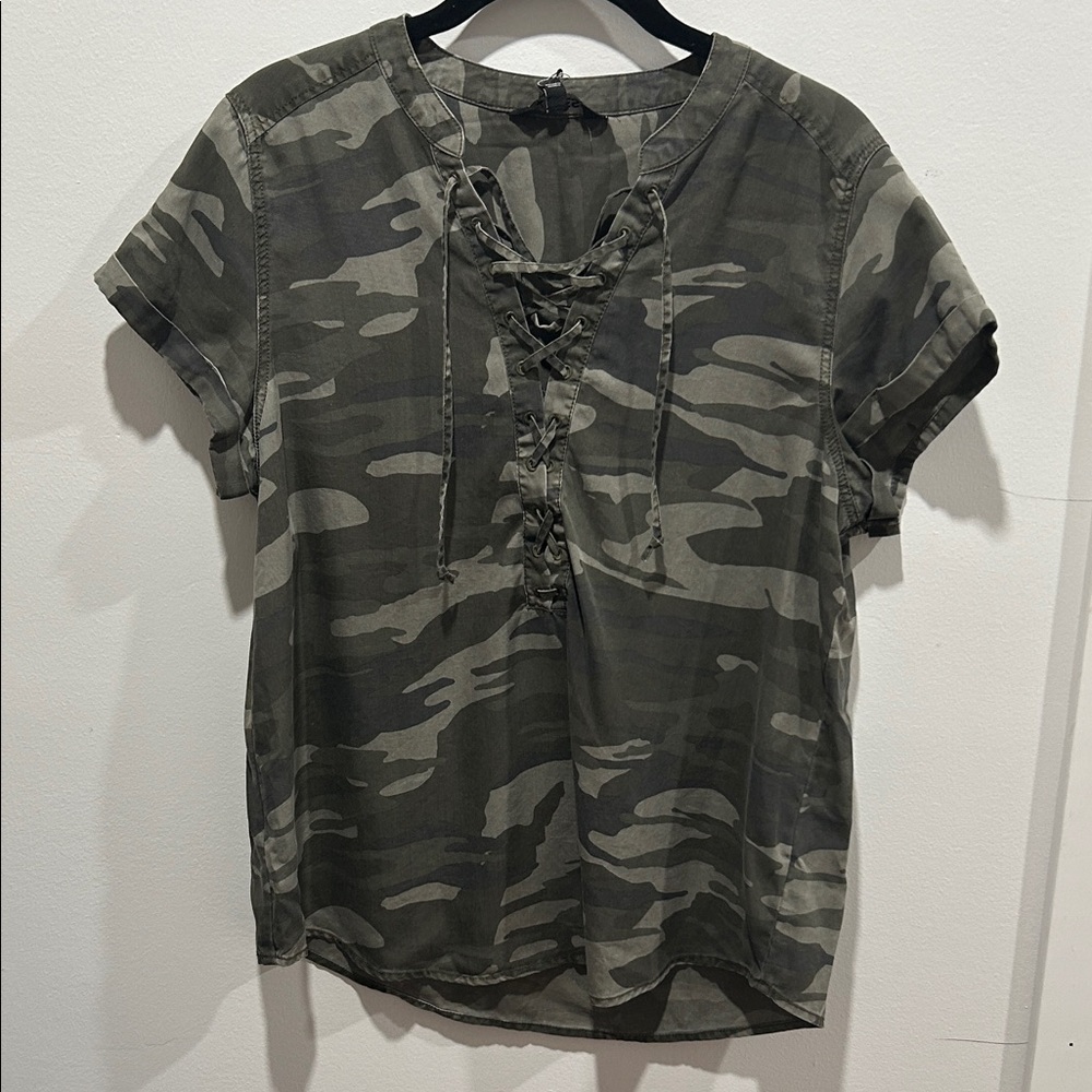 Express Green Camouflage Lace-Up Tee